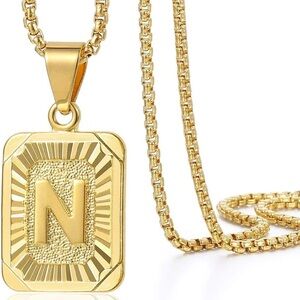 Joycuff Gold Necklace “N” initial pendent